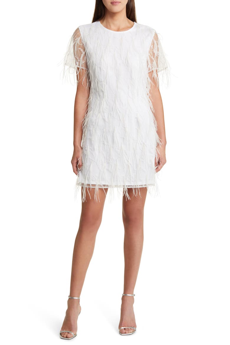 Rana Feather Minidress, Main, color, WHITE