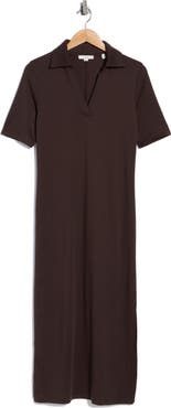 Vince Short Sleeve Cotton Polo Dress