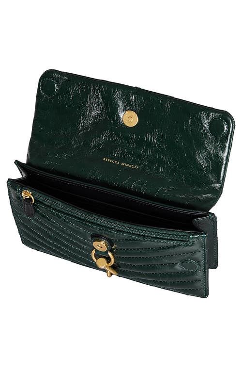 Rebecca Minkoff Mini Edie Quilted Crinkle Leather Crossbody Bag In Green