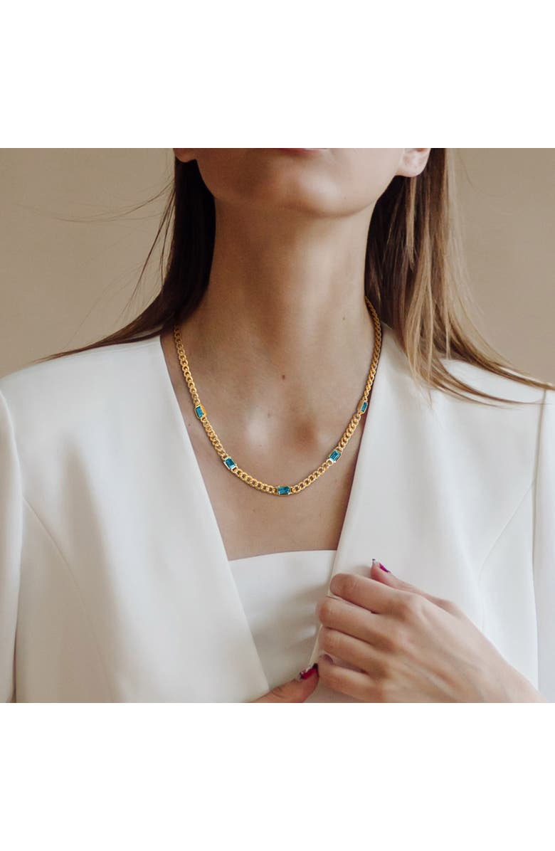Julianna B. Birthstone Curb Link Station Necklace 14k, Alternate, color, Blue Topaz