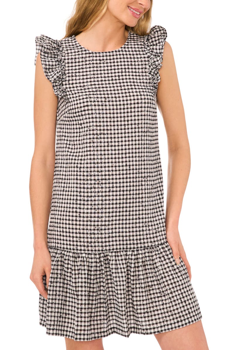CeCe Ruffle Detail Gingham Dress, Alternate, color, 