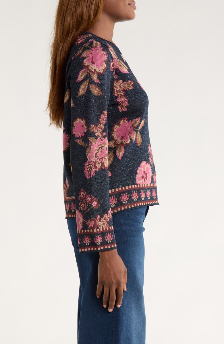 Vince Camuto Floral Crewneck Sweater, Alternate, color, 