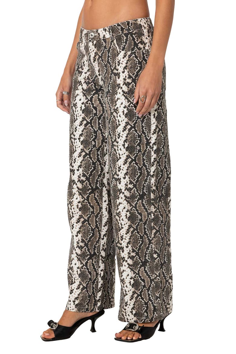 Snakeskin Print Low Rise Wide Leg Jeans, Alternate, color, SNAKE