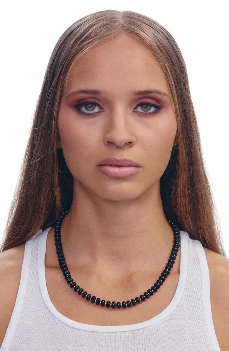 SHOP SPICY DAN Alfie Black Onyx Gold Beaded Necklace, Alternate, color, 