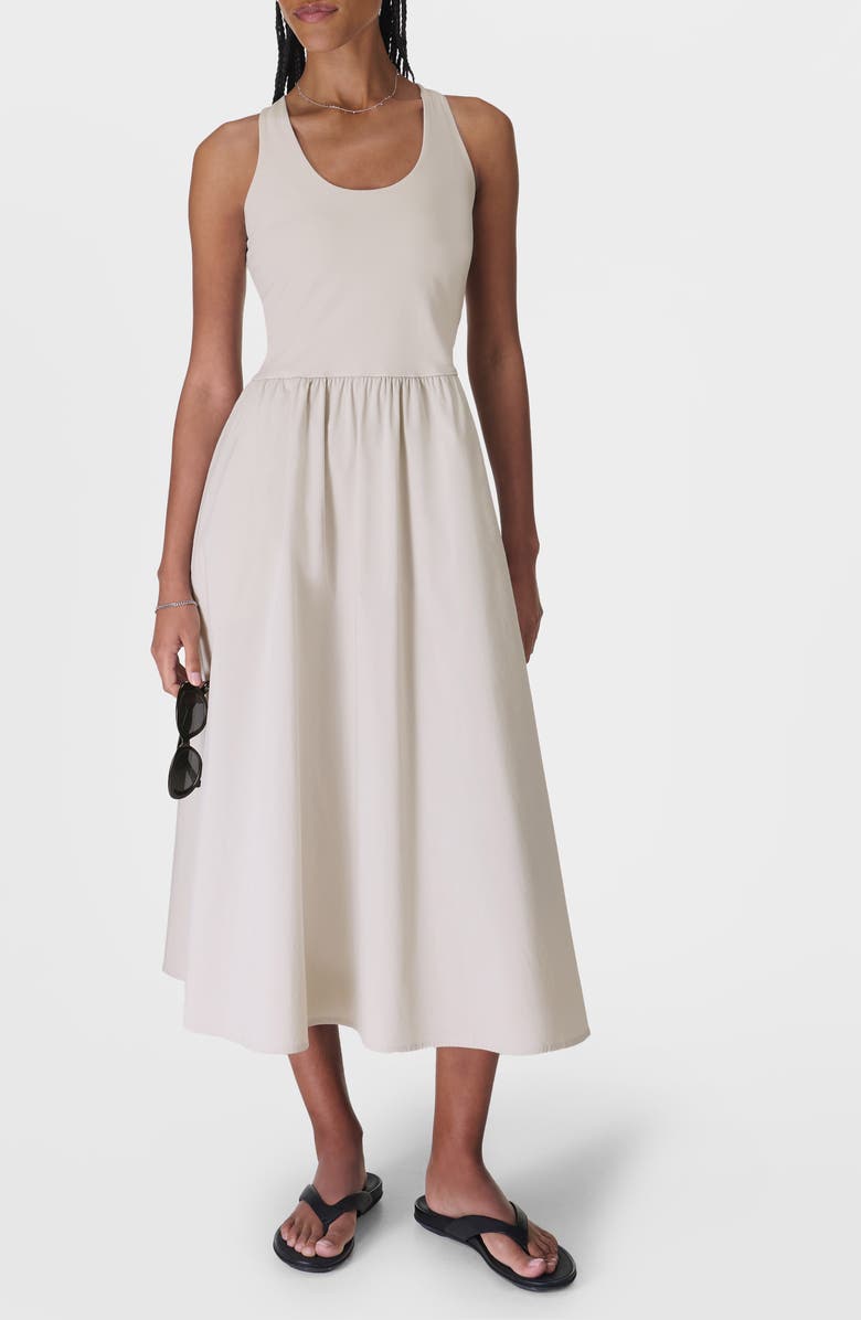 Sweaty Betty Explorer Rib Bodice Racerback Dress, Main, color, Mineral Beige