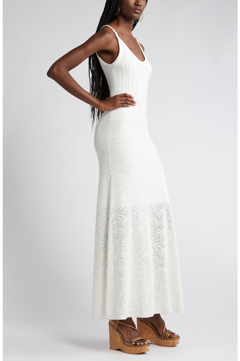 Palm Tree Embroidered Knit Maxi Dress, Alternate, color, IVORY