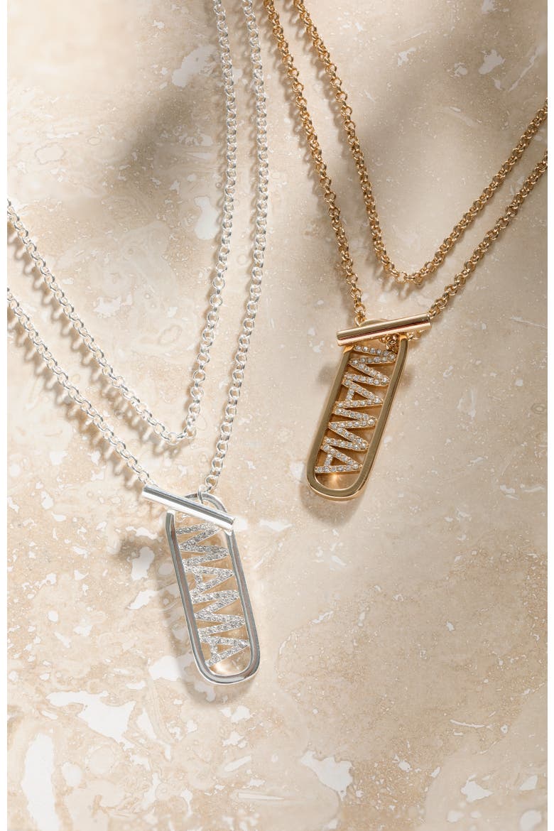 Mama Pave Toggle Necklace, Alternate, color, Silver