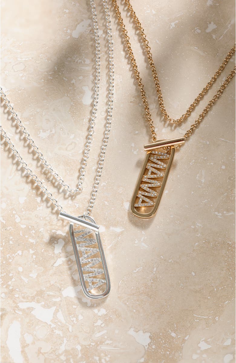 Alex and Ani Mama Pave Toggle Necklace, Alternate, color, Silver