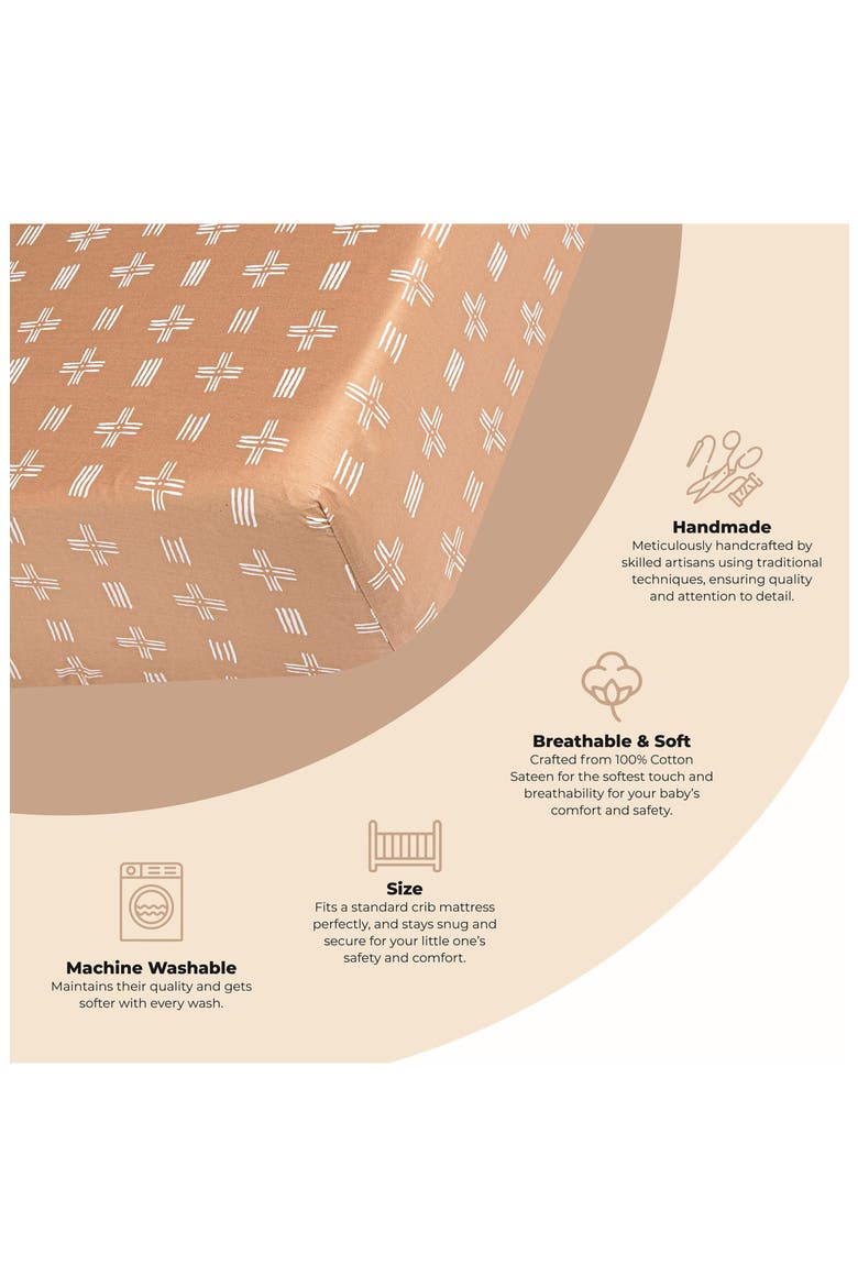 Cotton Sateen Fitted Crib Sheet, Alternate, color, COPPER DASH