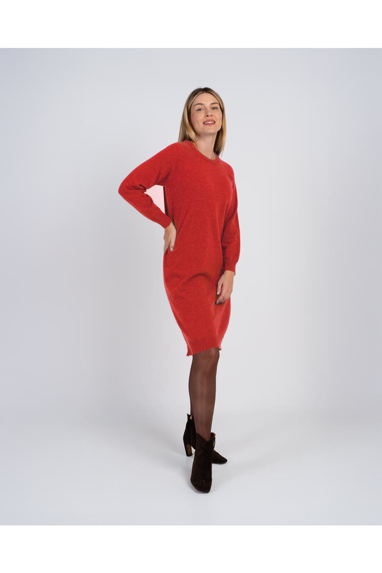 Crew Neck Knitted Dress, Main, color, Vermillion
