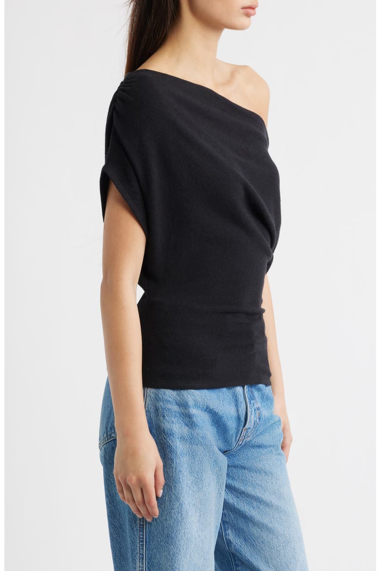Iris One-Shoulder Knit Top, Alternate, color, BLACK