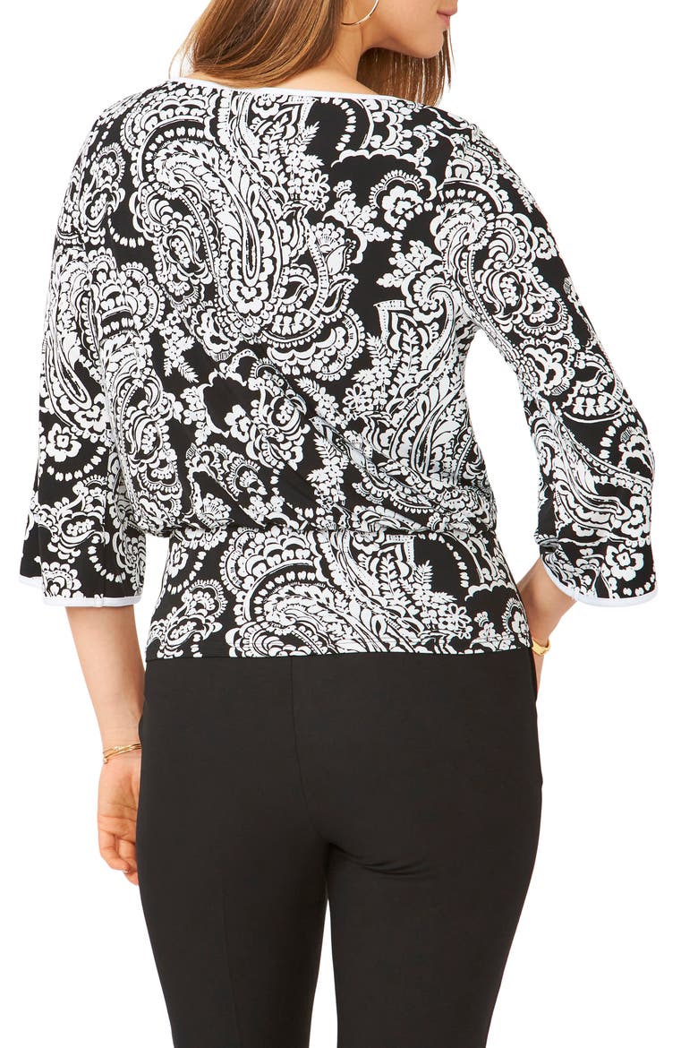 Paisley Print Blouse, Alternate, color, BLACK / WHITE