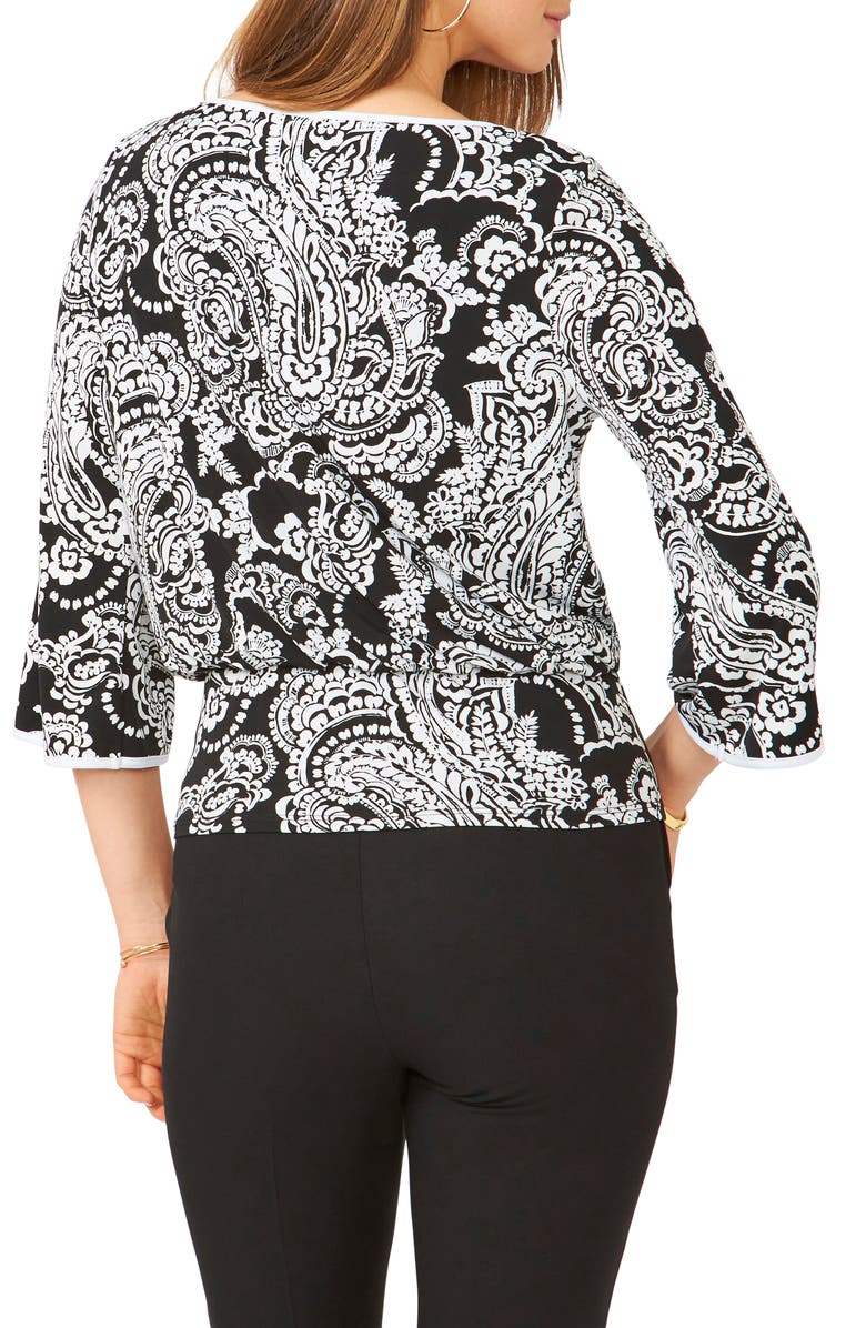 Chaus Paisley Print Blouse, Alternate, color, Black / White