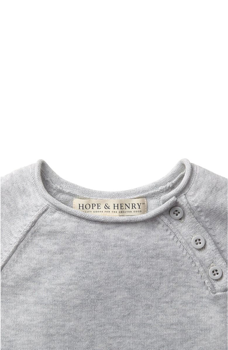 Hope & Henry Baby Raglan Sweater Romper, Alternate, color, Heather Grey