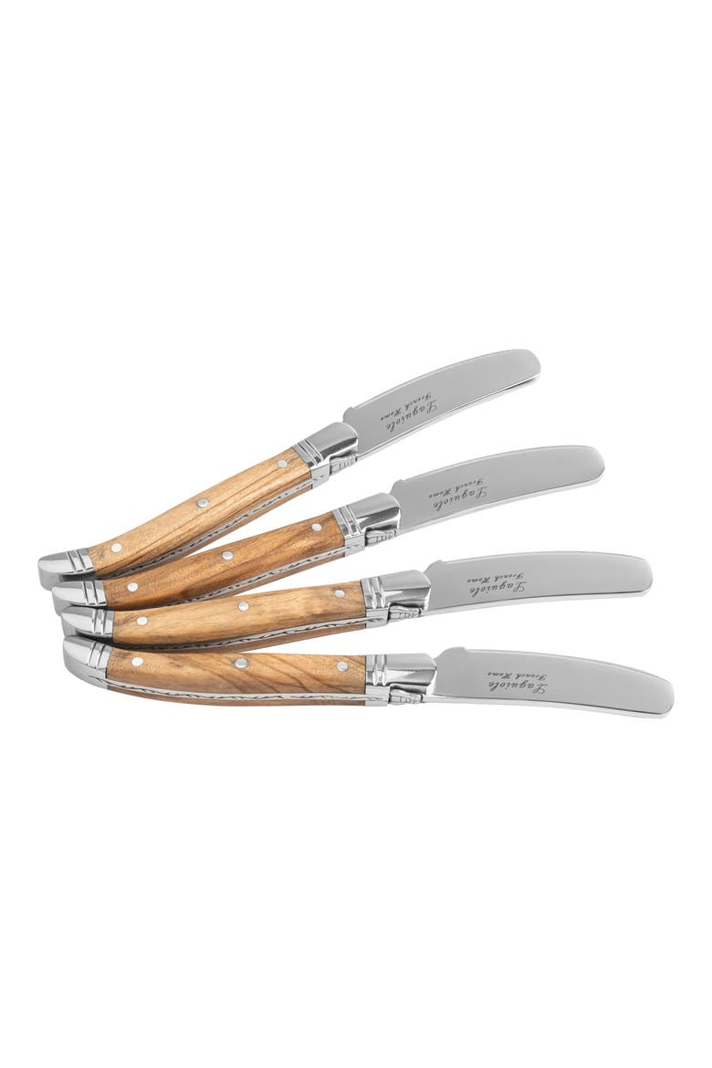Set of 4 Laguiole Olive Wood Handle Spreaders, Alternate, color, OLIVE WOOD