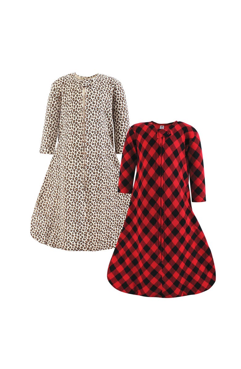 Hudson Baby Thermal Long Sleeve Sleeping Bag 2pk, Main, color, Buffalo Plaid Leopard