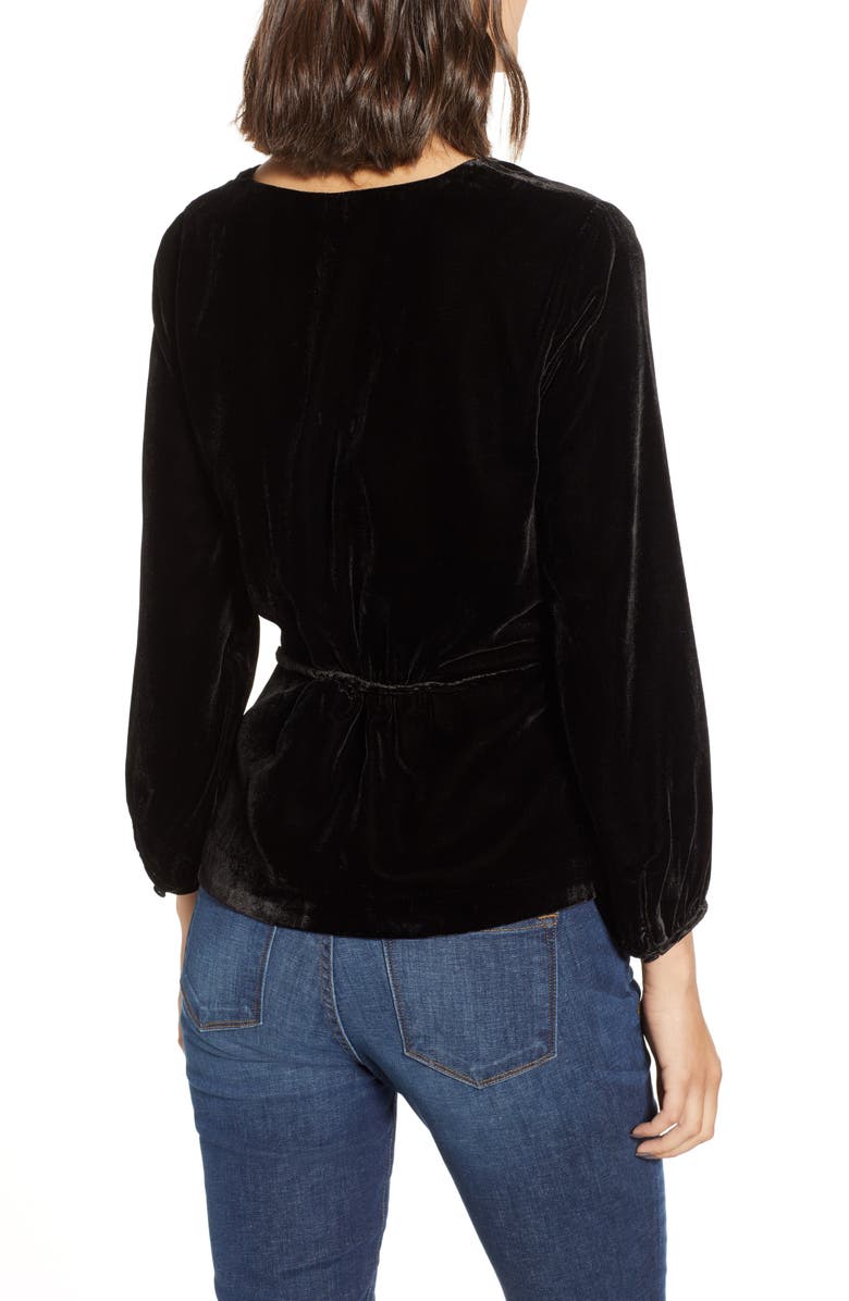 J.Crew Faux Wrap Velvet Top, Alternate, color,