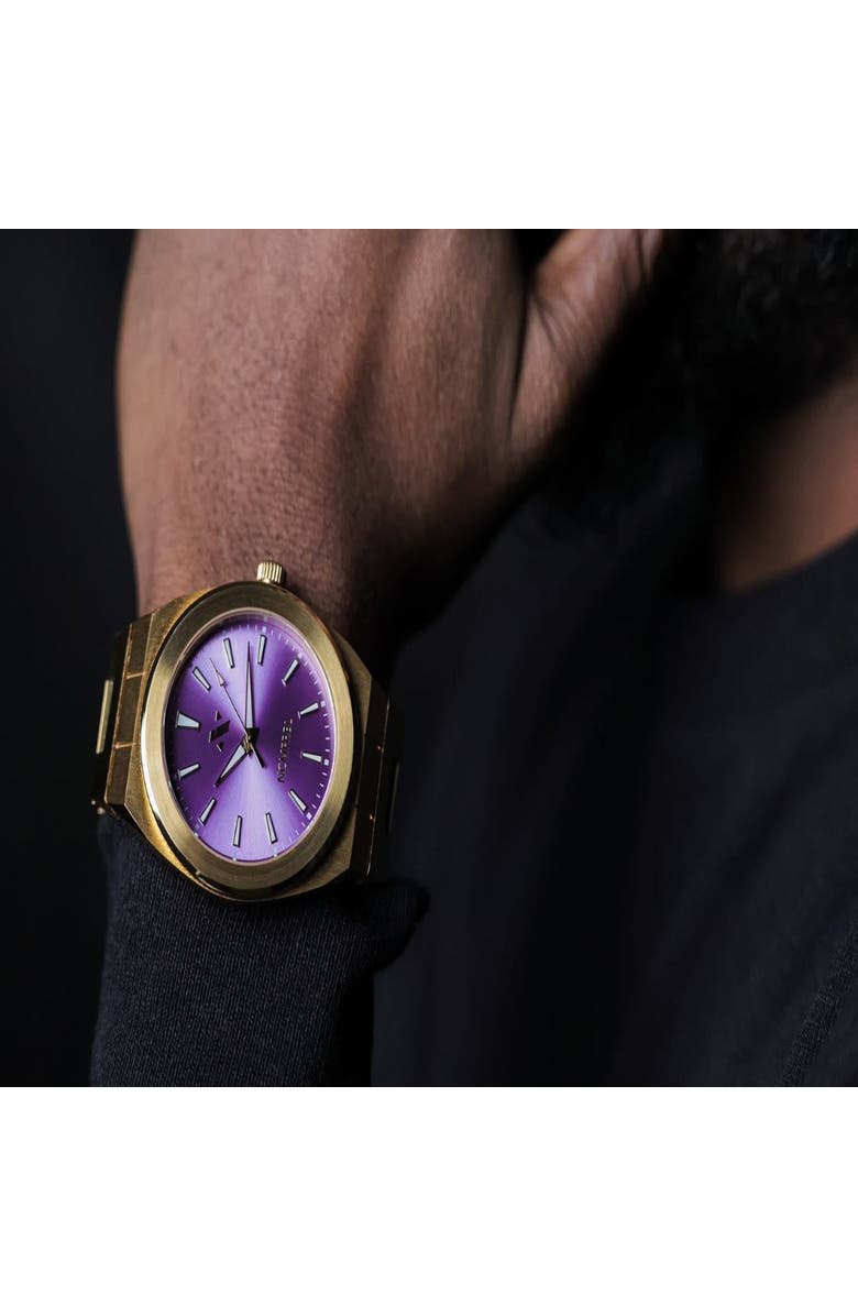 NCMPRBL Elevate Link Peri Bracelet Watch, 42MM, Alternate, color, Yellow Gold/Purple