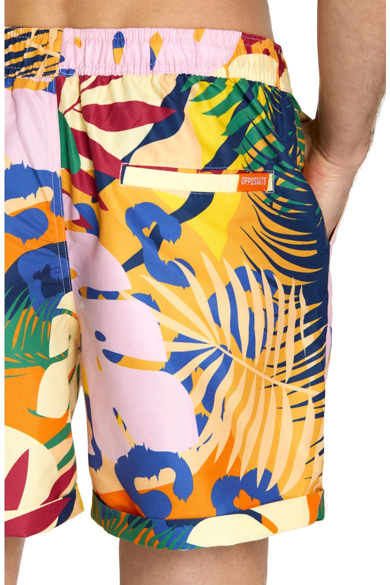 Tropic Thrill Camp Shirt & Drawstring Shorts Set, Alternate, color, YELLOW MULTI