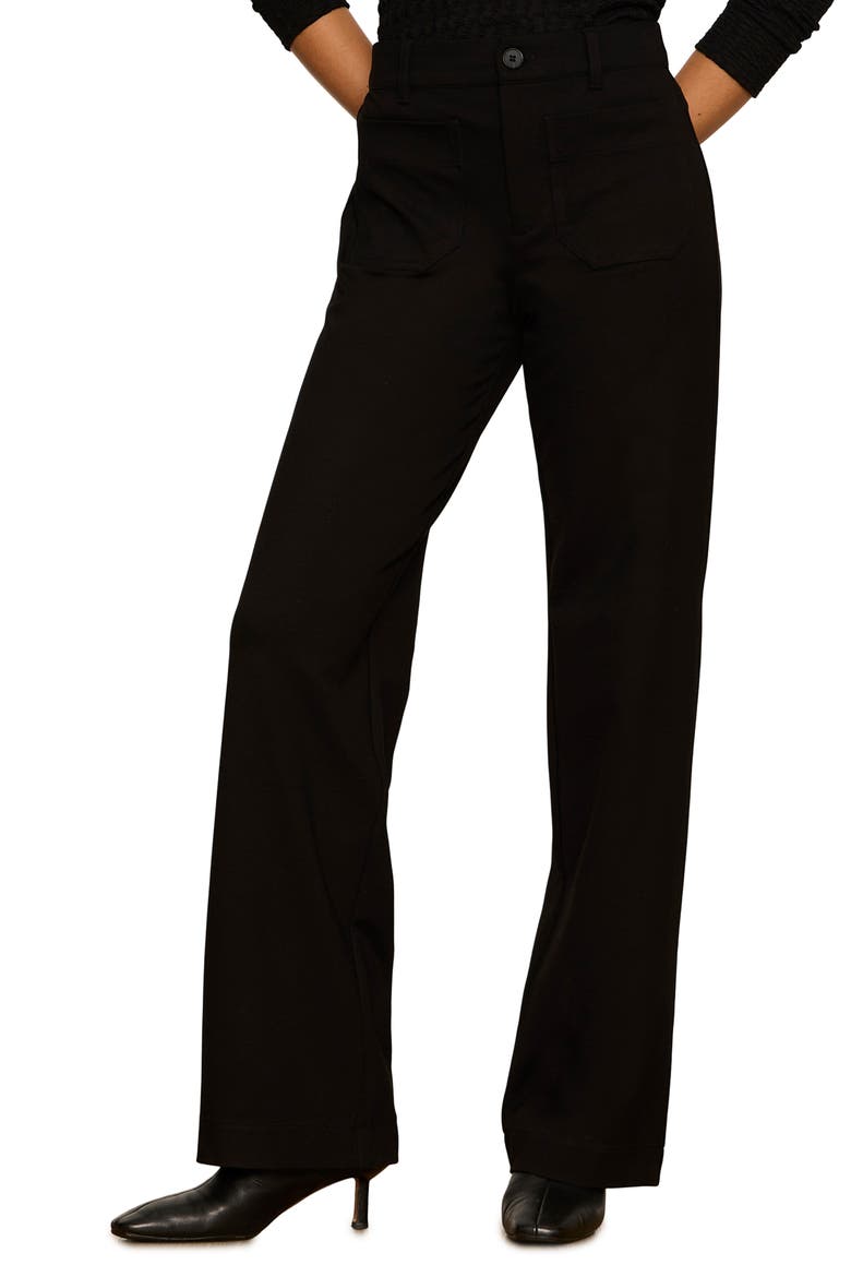 Marine Ponte Straight Leg Pants, Main, color, BLACK