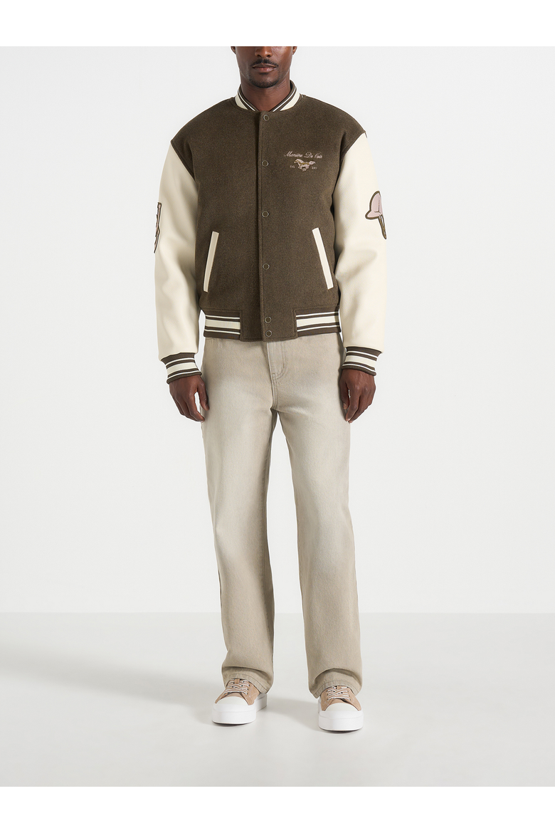 Equestrian Wool-Blend Varsity Jacket, Main, color, Olive