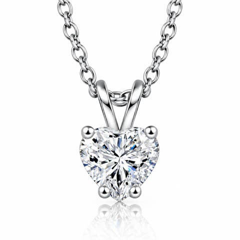 1/2 Ct Heart Shape Diamond Solitaire Necklace 14k Pendant Lab Grown