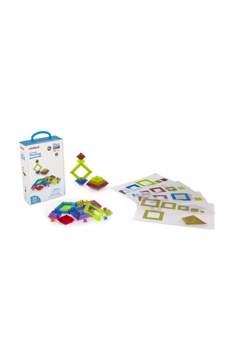 Translucent Stacking Pyramids 25 Pcs, Main, color, Blue Multi