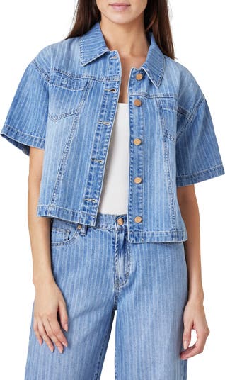 Habitual Oversize Short Sleeve Crop Denim Shirt | Nordstrom
