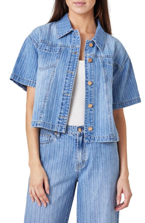 Habitual Oversize Short Sleeve Crop Denim Shirt In Splash