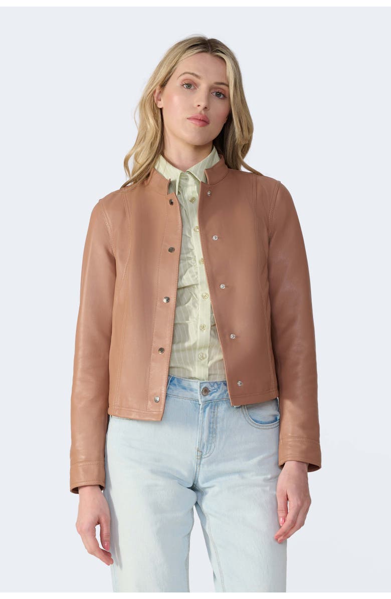 FURNIQ UK Amelia Leather Jacket, Alternate, color, Mocha