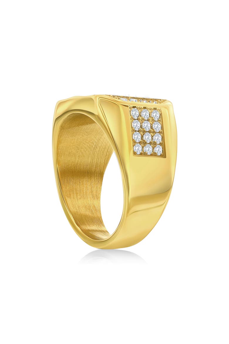 Men's Cubic Zirconia Signet Ring, Alternate, color, GOLD