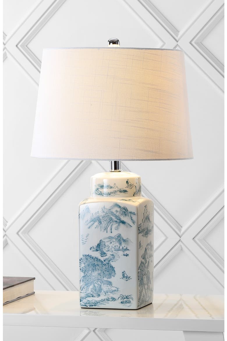 Audrey 24.5" Chinoiserie LED Table Lamp, Blue/White, Alternate, color, Blue/White