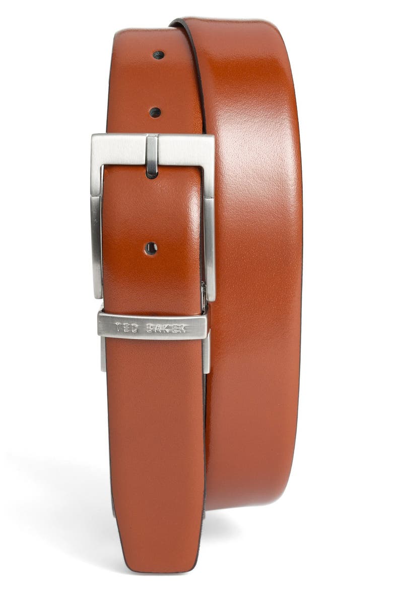 Reversible Leather Belt, Main, color, TAN/ DARK BROWN