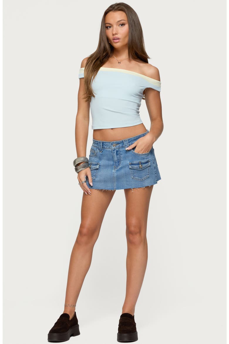 Lury Cargo Denim Miniskort, Alternate, color, LIGHT-BLUE