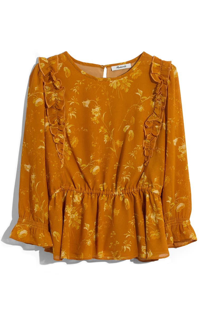 Madewell Ruffle Shoulder Peplum Top, Alternate, color,