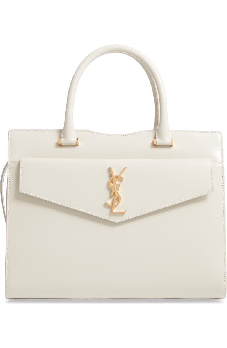 Saint Laurent Uptown Small Cabas Leather Satchel, Main, color,