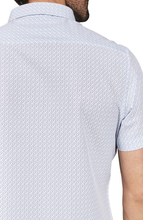 7 Diamonds Noah Geo Print Short Sleeve Performance Button-up Shirt In Light Blue
