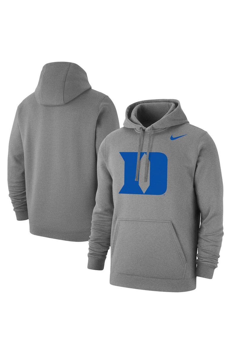 Nike Men's Nike Heather Gray Duke Blue Devils Logo Club Pullover Hoodie, Main, color, 