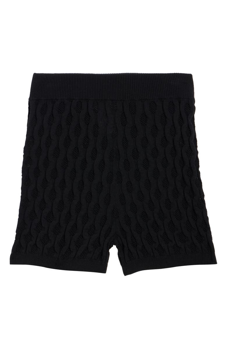 Dries Van Noten Target Merino Wool Pointelle Shorts, Alternate, color, Black