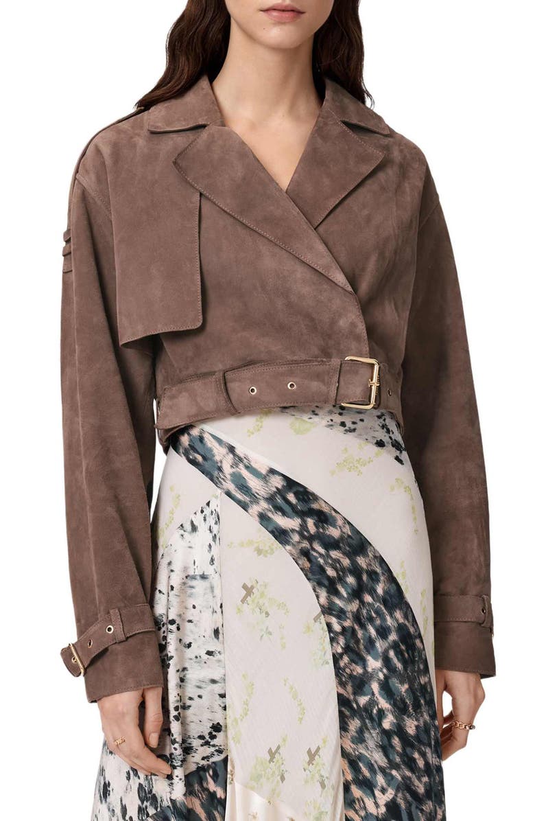 AllSaints Ophelia Suede Jacket, Main, color, 
