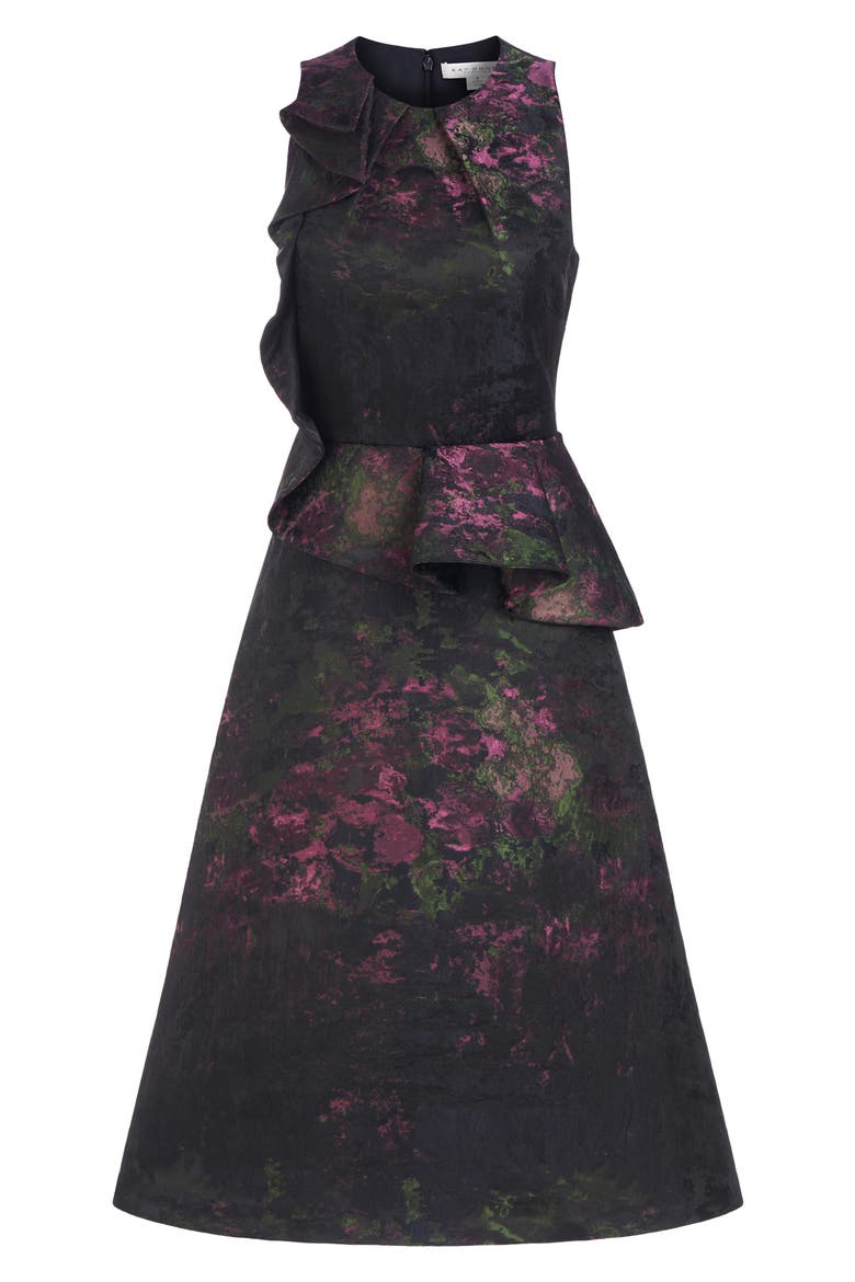 Inga Floral Ruffle Detail Cocktail Dress, Alternate, color, DARK MIDNIGHT MULTI