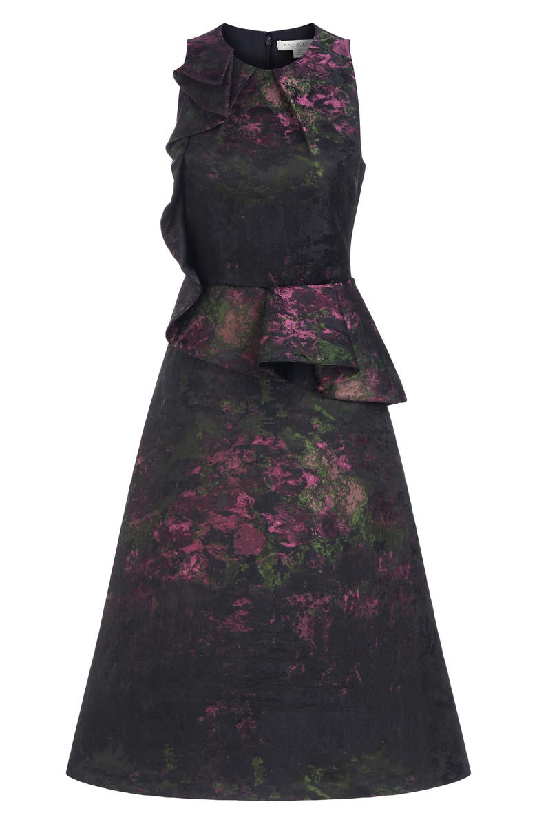 Kay Unger Inga Floral Ruffle Detail Cocktail Dress, Alternate, color, 