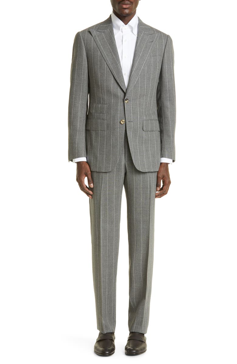 Thom Sweeney Pinstripe Virgin Wool Suit, Main, color, 