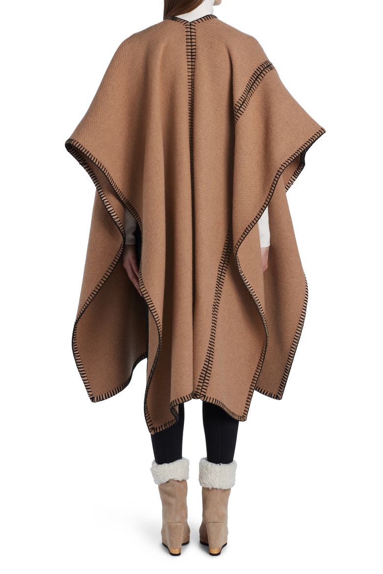 Mantella Logo Wool Blend Cape, Alternate, color, SAND
