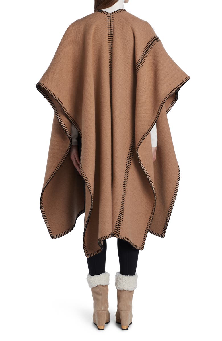 Moncler Mantella Logo Wool Blend Cape, Alternate, color, 