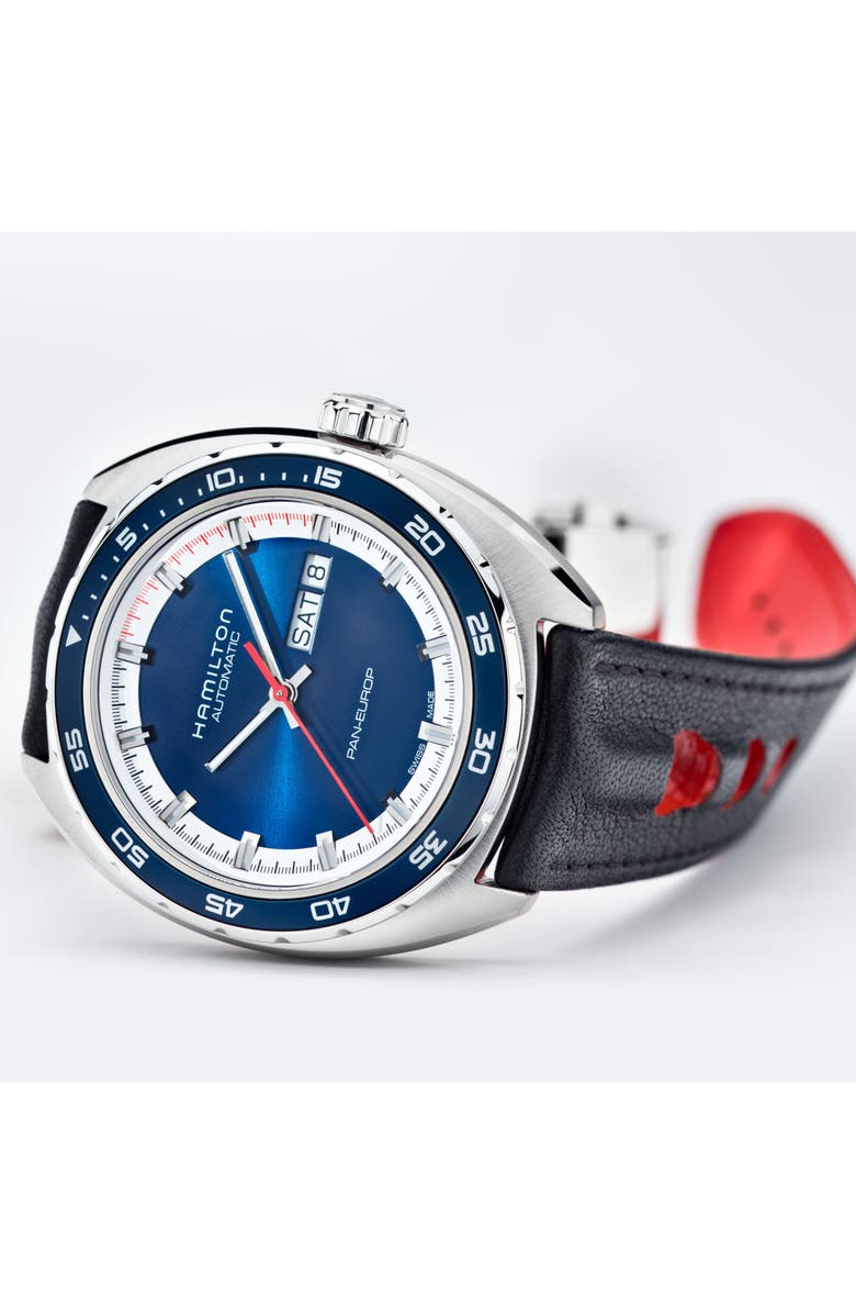 Hamilton American Classic Pan Europ Automatic Leather Strap Watch; 42mm, Alternate, color, 