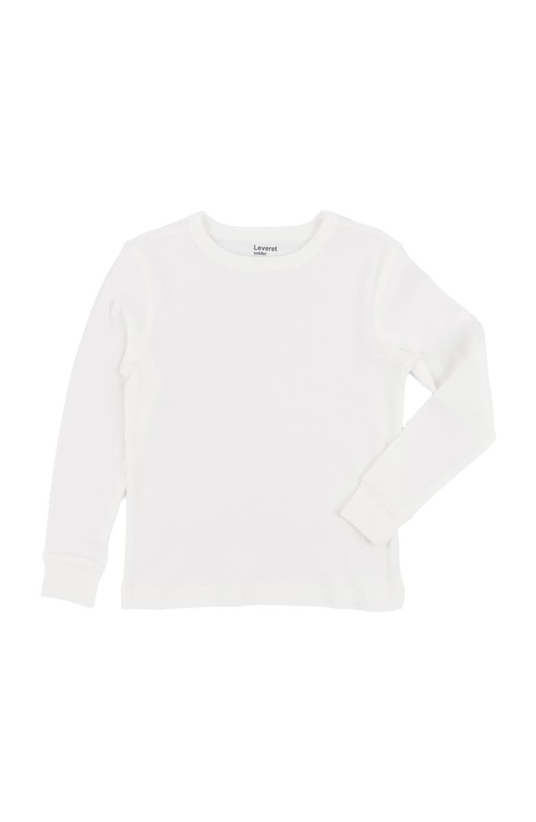 Leveret Kids Long Sleeve T-Shirt, 100% Cotton, Solid Colors, Alternate, color, Off White