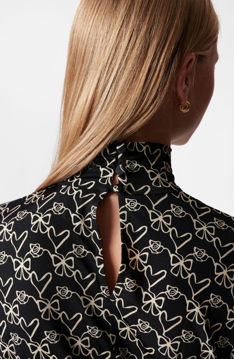 & Other Stories Print Mock Neck Top, Alternate, color, Black Dark