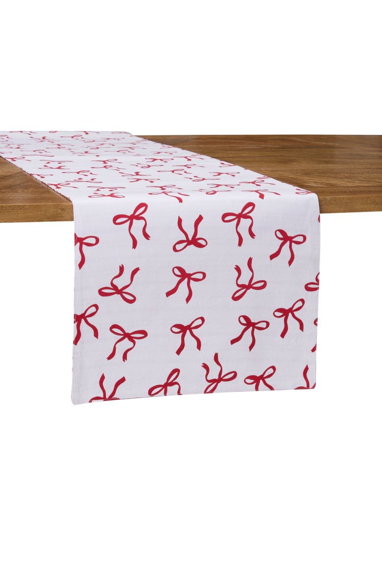 Holiday Bows Striped Reversible Runner 14" x 72", Alternate, color, Red