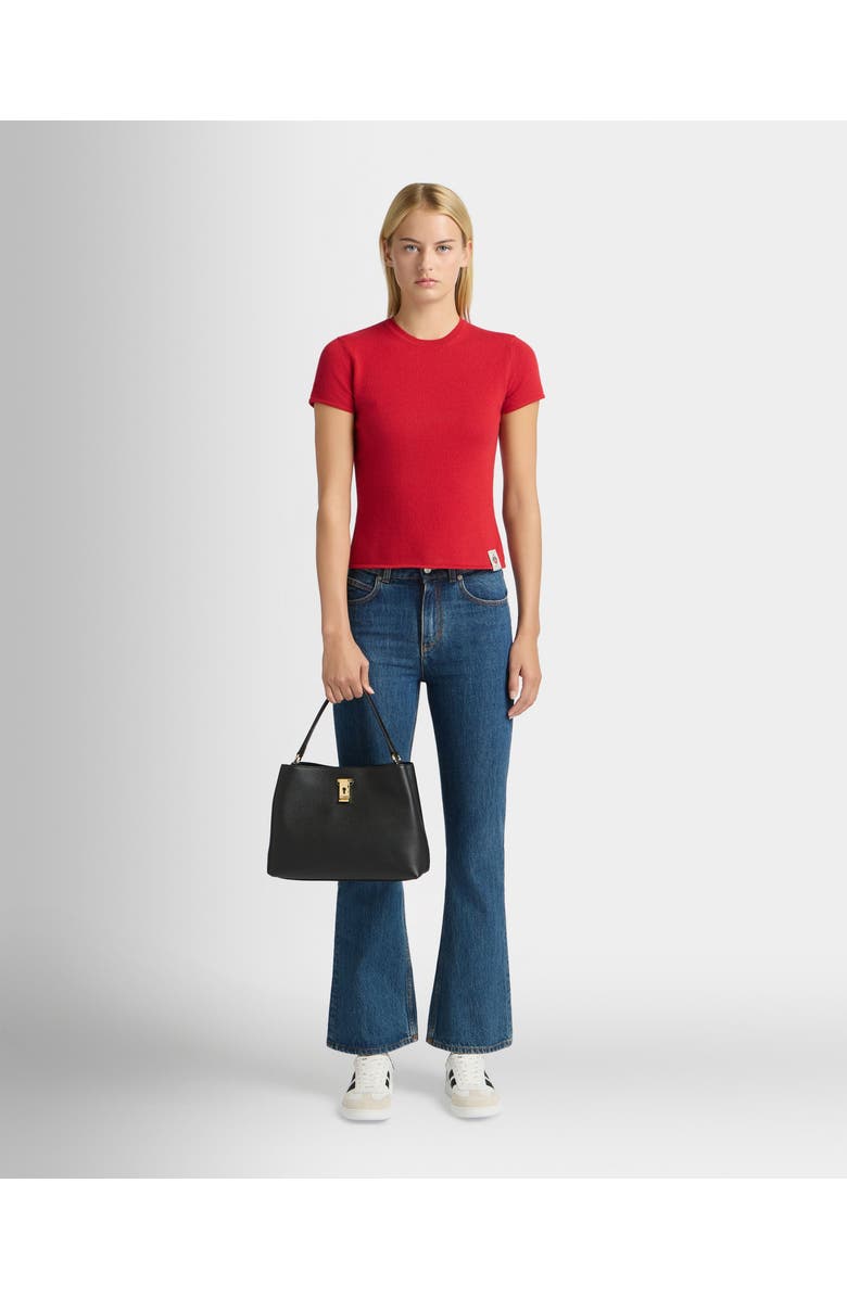 Bally Lock Me Top Handle Bag in Grained Leather, Alternate, color,